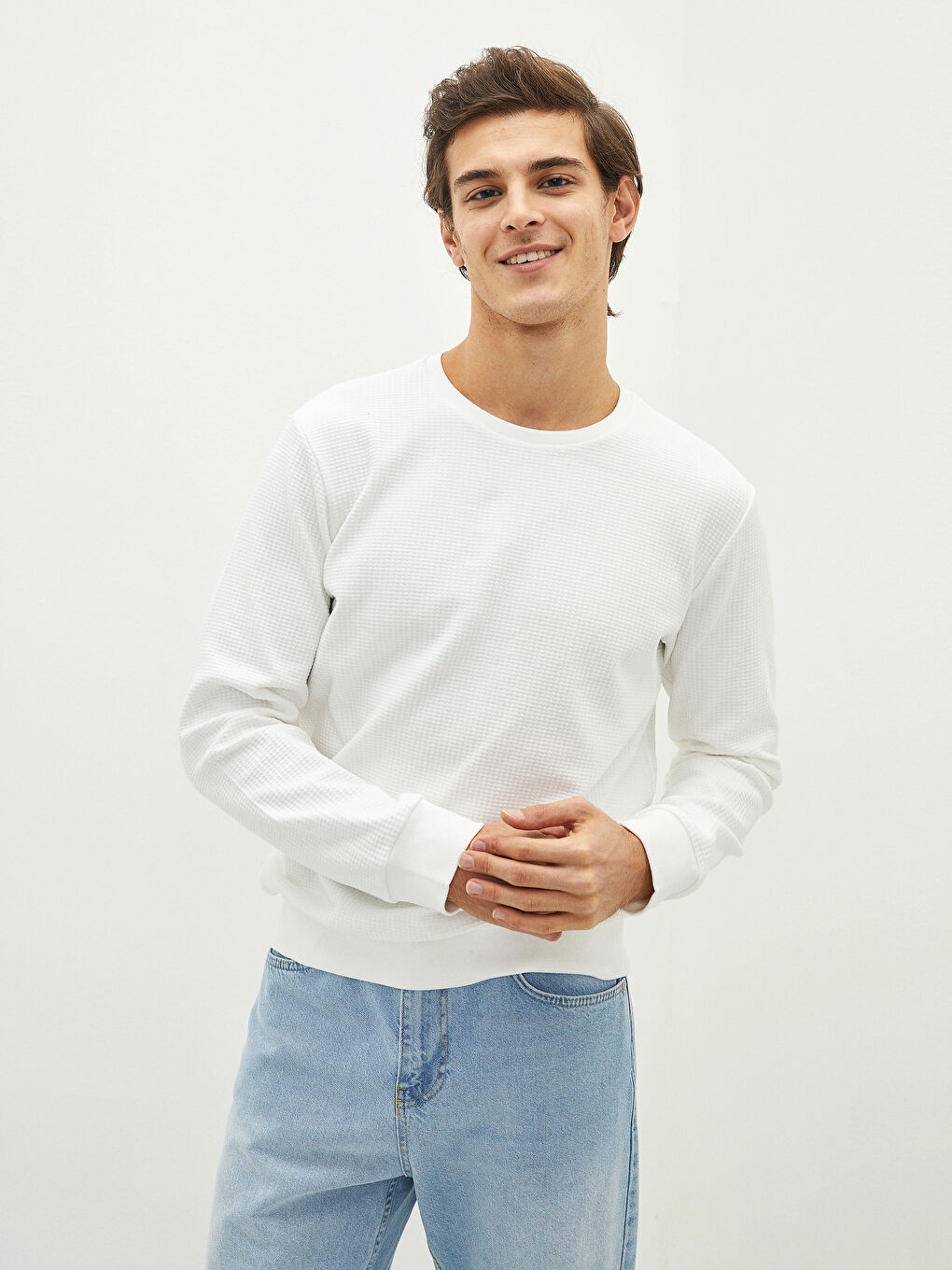 Hanorac cu Mânecă Lungă și Guler Rotund pentru Bărbați-1