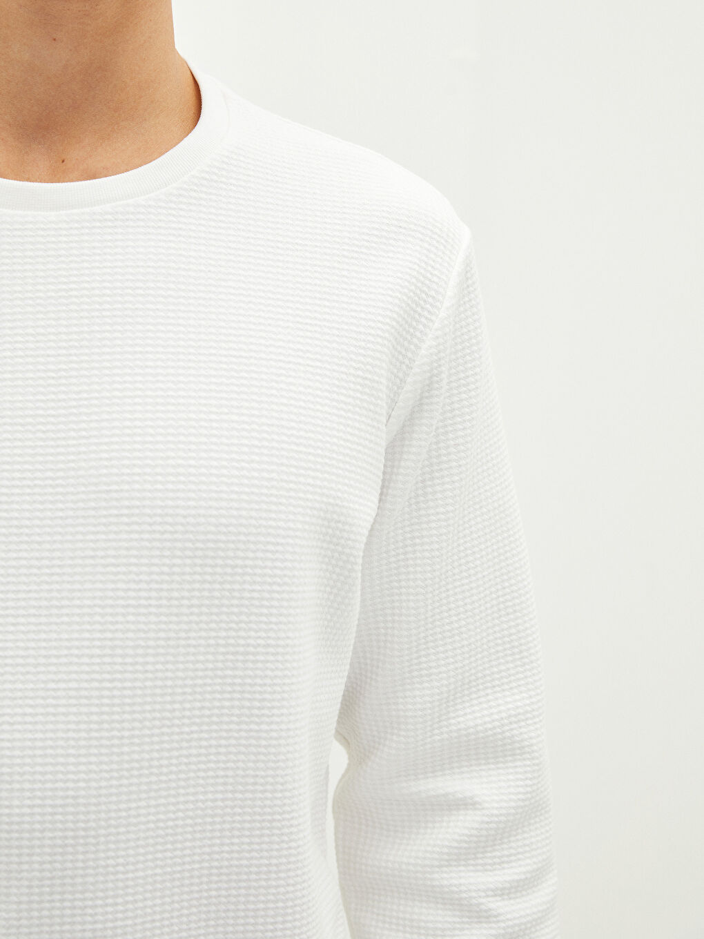 Hanorac cu Mânecă Lungă și Guler Rotund pentru Bărbați-2