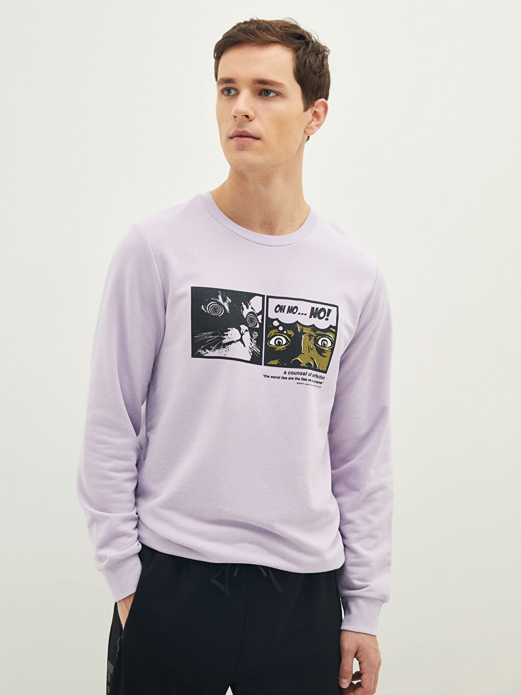 Crew Neck Long Sleeve Printed Men's Sweatshirt