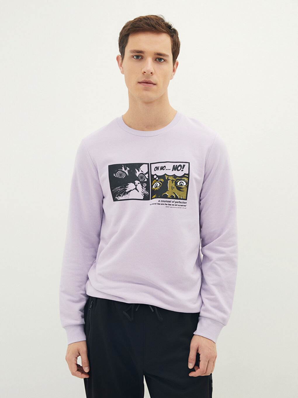 Crew Neck Long Sleeve Printed Men's Sweatshirt-1