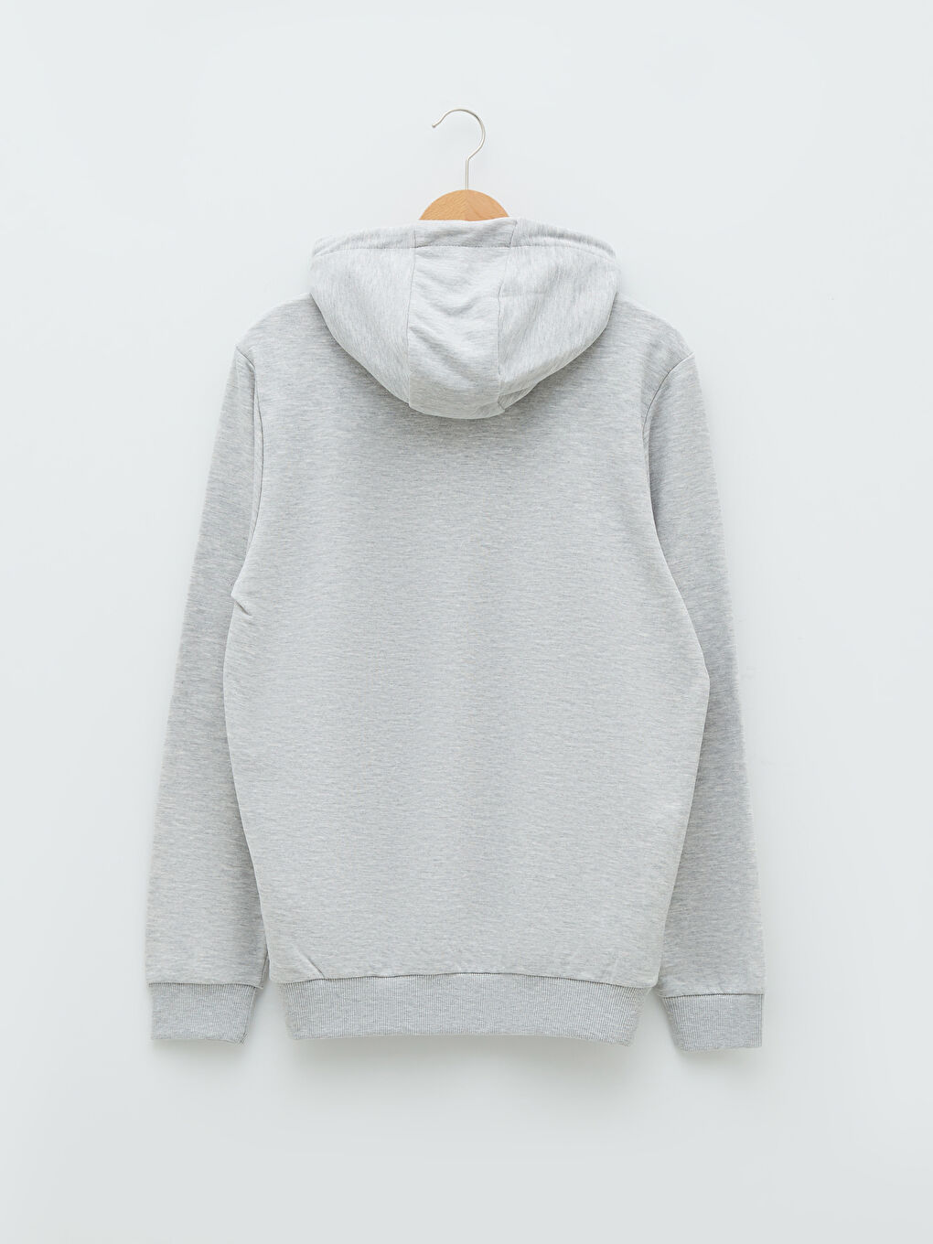 Gri Uzun Kollu Baskılı Erkek Hoodie-6