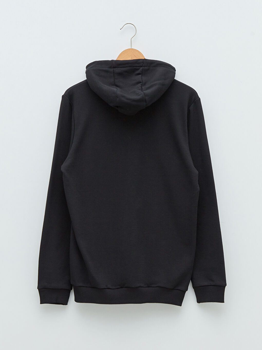 Siyah Uzun Kollu Baskılı Erkek Hoodie-6
