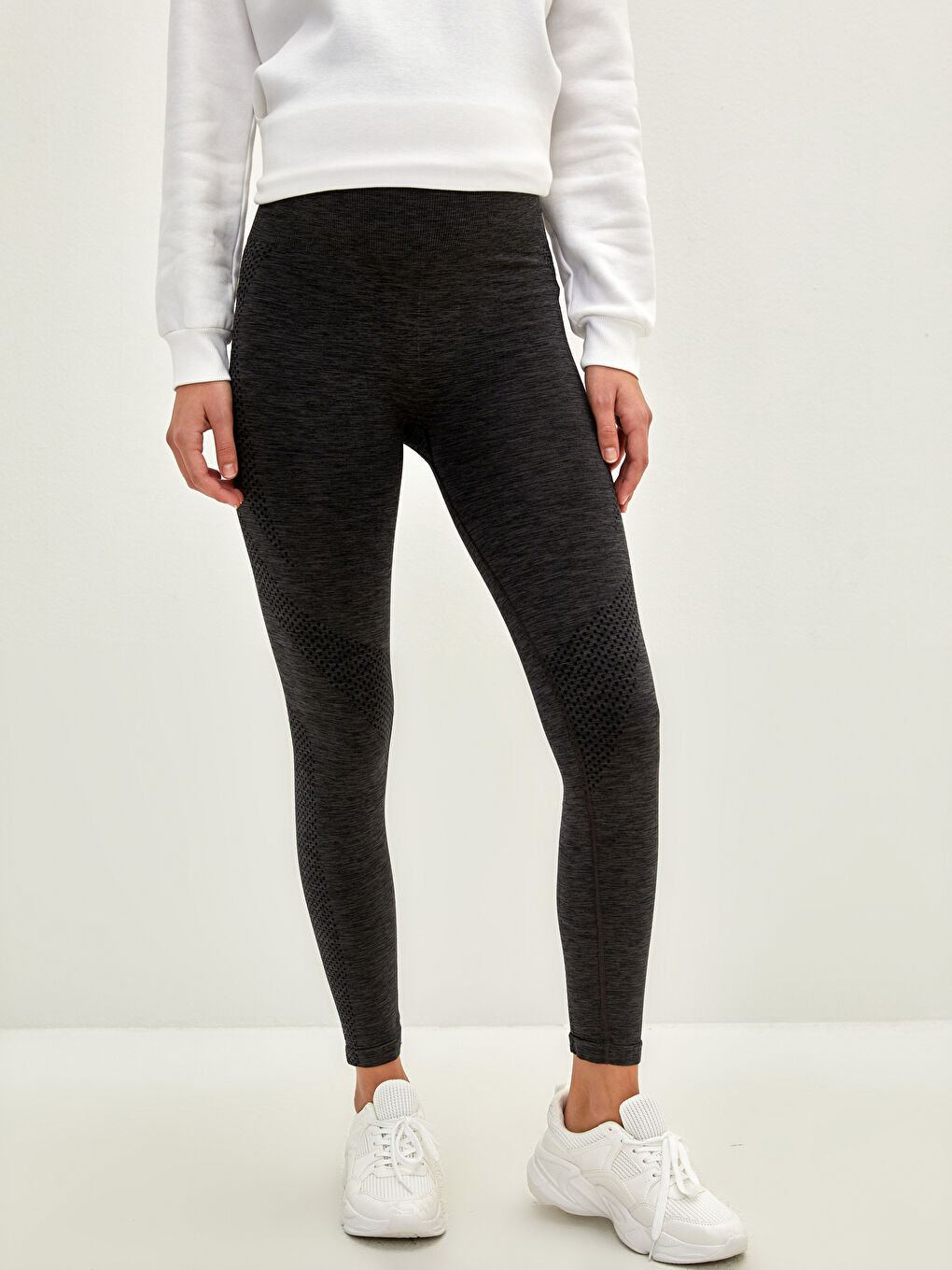 Antrasit Beli Lastikli Düz Hamile Tayt-4