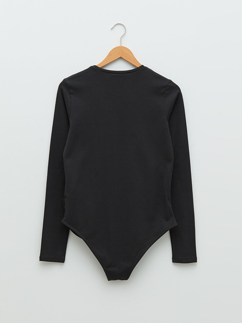 Siyah Bisiklet Yaka Düz Uzun Kollu Hamile Çıtçıtlı Body-6