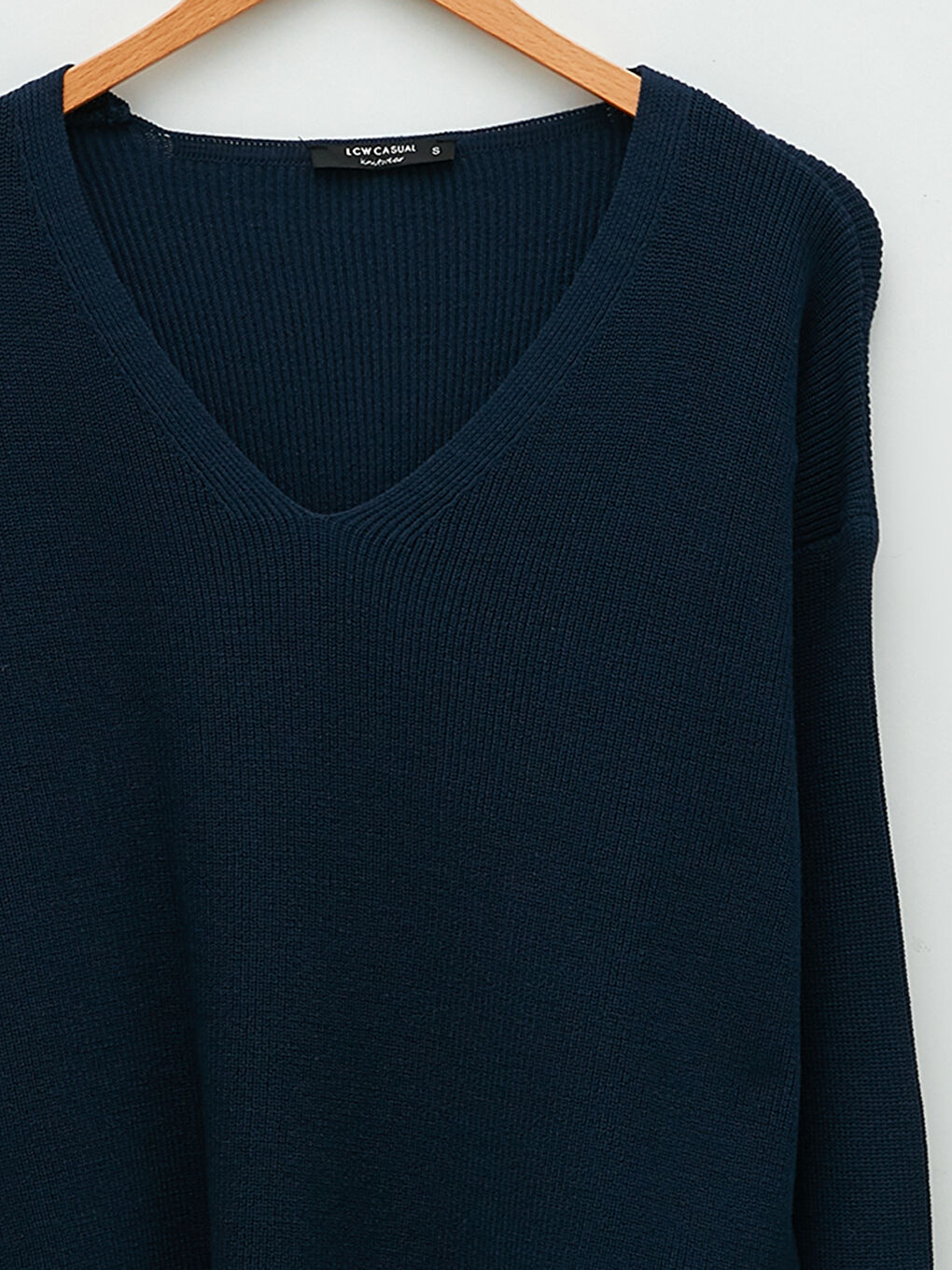 LCW Vision V-Ausschnitt Schlichter Langarm Damen Strickpullover -W1HP83Z8-H6C