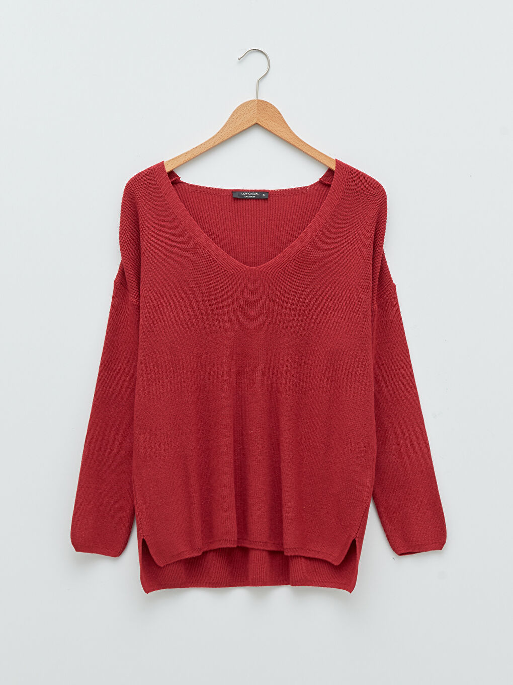 LCW Vision V-Ausschnitt Schlichter Langarm Damen Strickpullover -W1HP83Z8-HQG