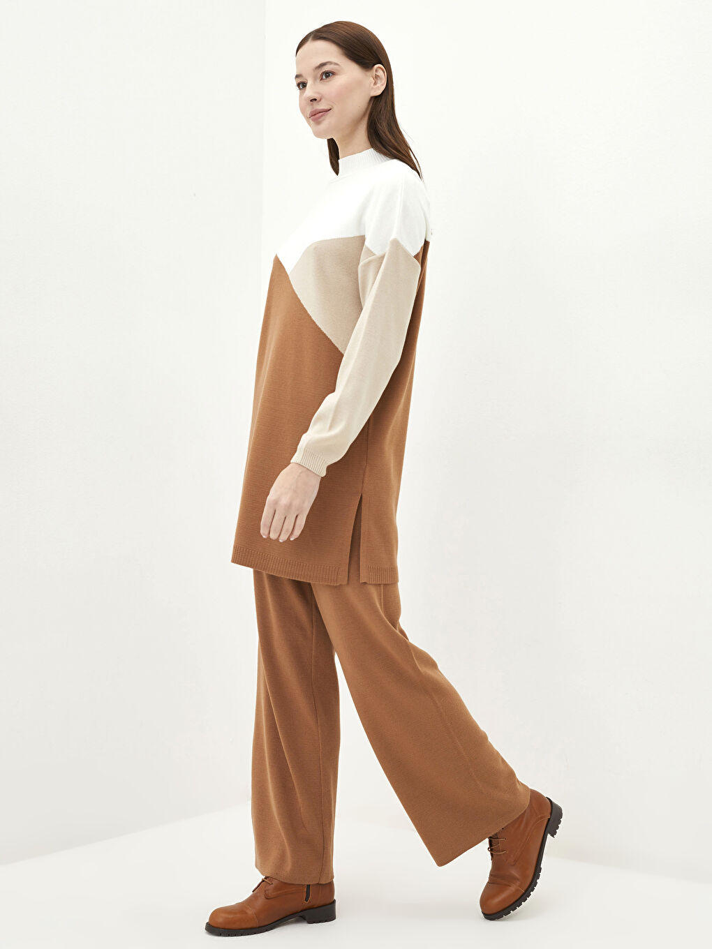 Women's Elasticated Waist Plain Knitwear Trousers