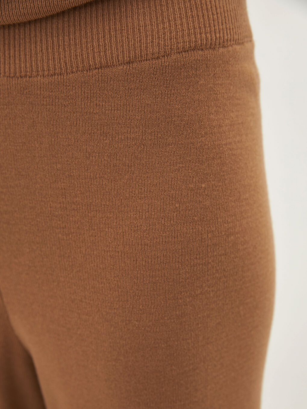 Women's Elasticated Waist Plain Knitwear Trousers-2