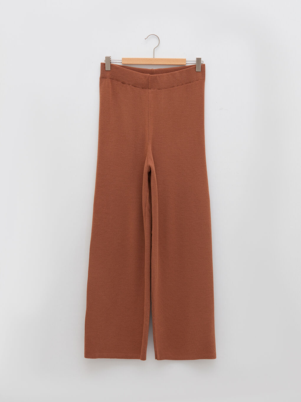 Women's Elasticated Waist Plain Knitwear Trousers-4