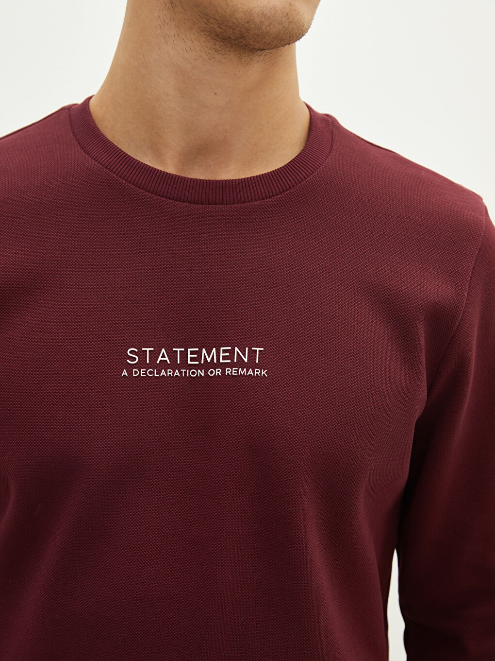 Ерлерге арналған ұзын жең дөңгелек жағалы принтті свитшот-3