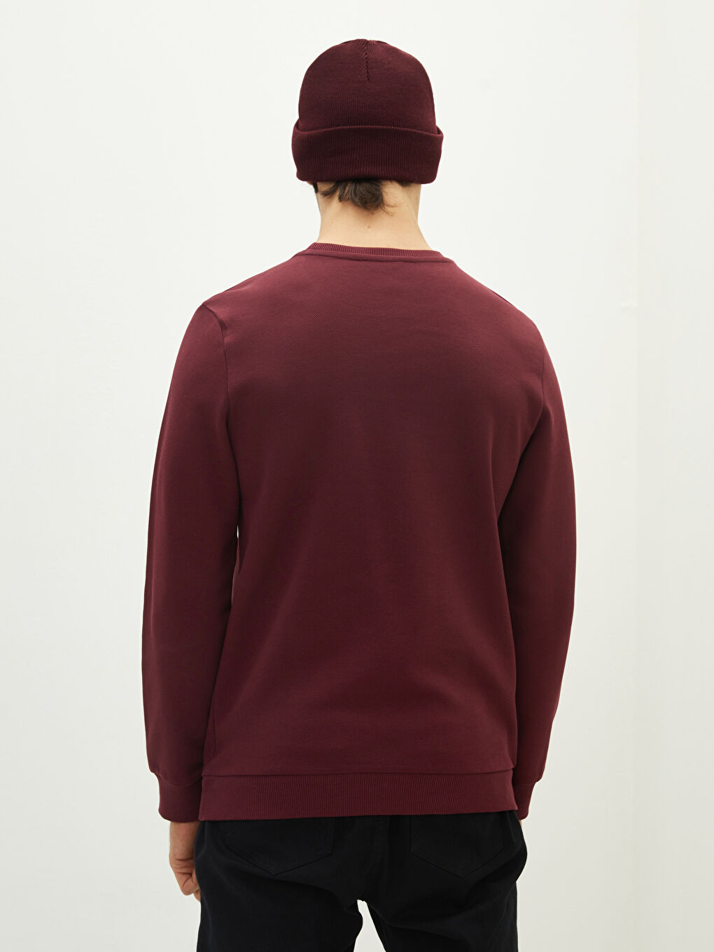 Ерлерге арналған ұзын жең дөңгелек жағалы принтті свитшот-4