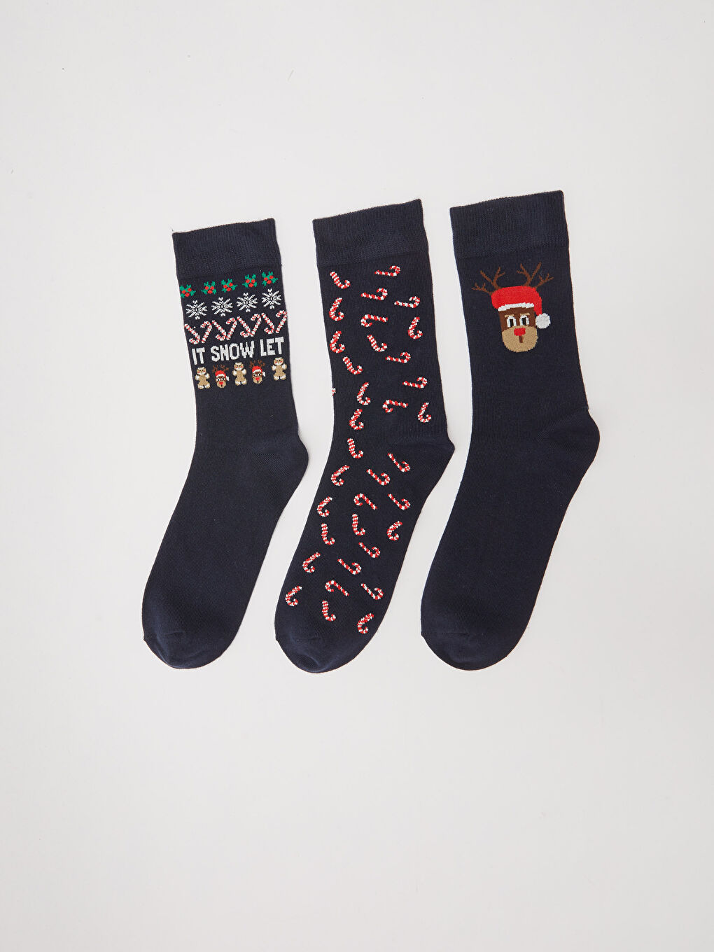 Karışık Yılbaşı Temalı Erkek Soket Çorap 3'lü-1