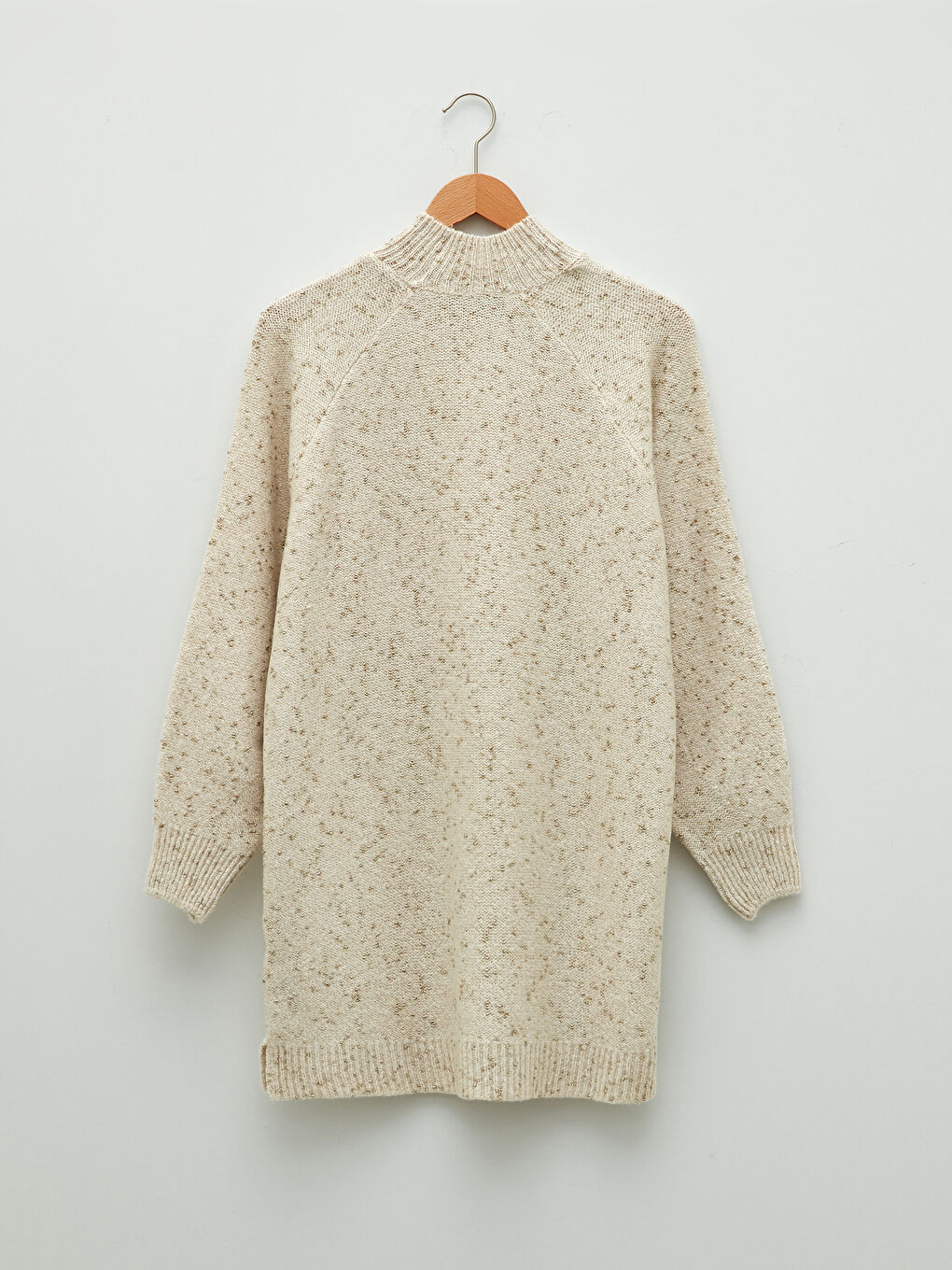 تونيك تريكو كم طويل منقوش بياقة هاي نيك أوفراسايز للسيدات-5