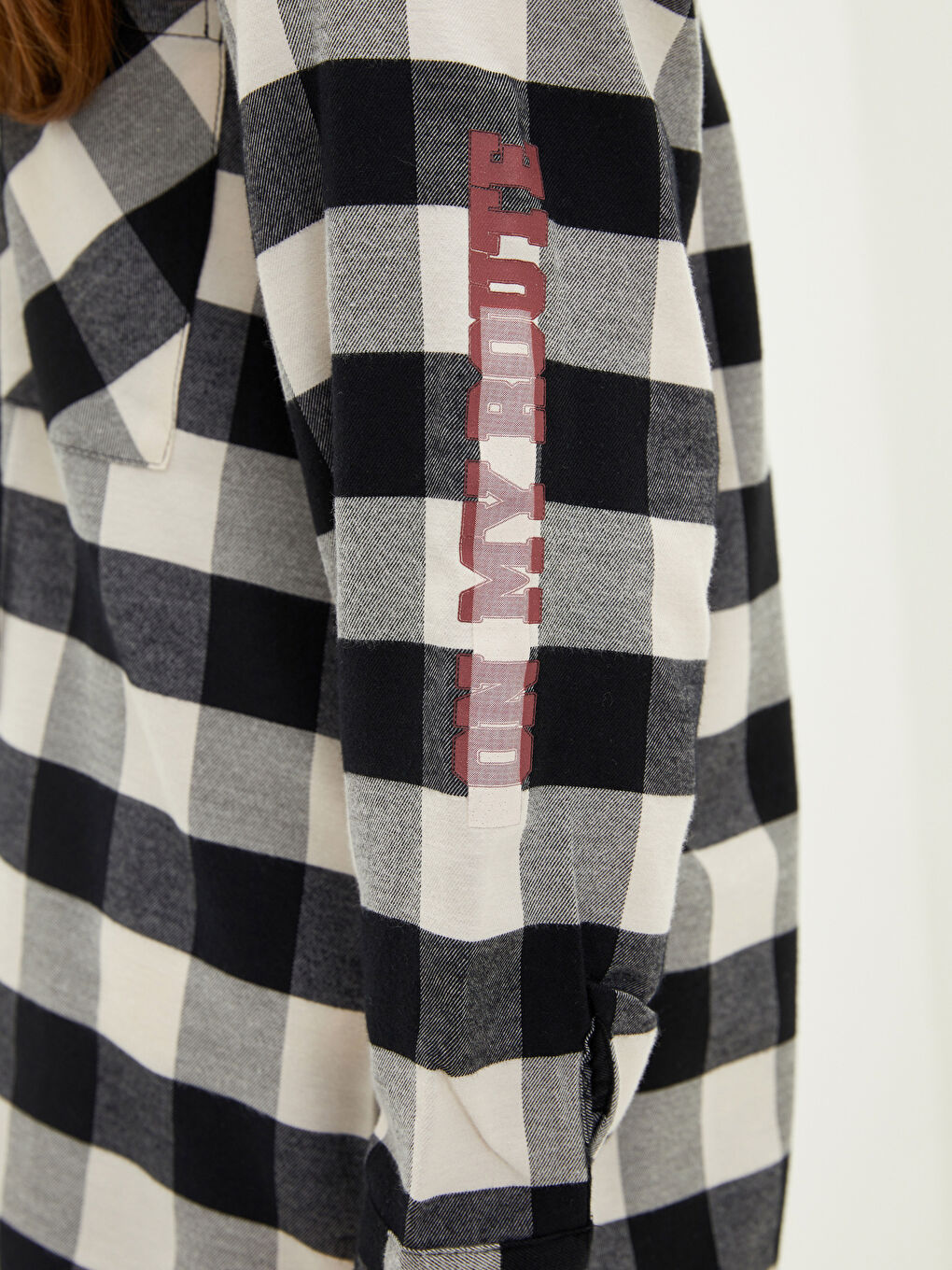 Hooded Plaid Pocket Detailed Long Sleeve Women's Tunic-2