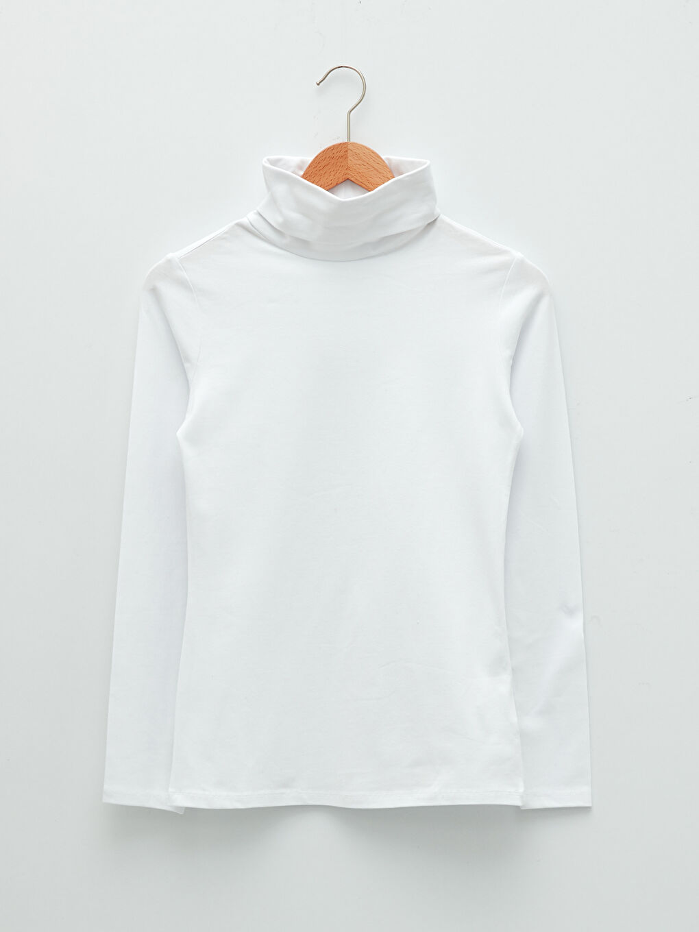 Ekru Kadın Dik Yaka Uzun Kollu Düz Tişört 2'li Paket-11