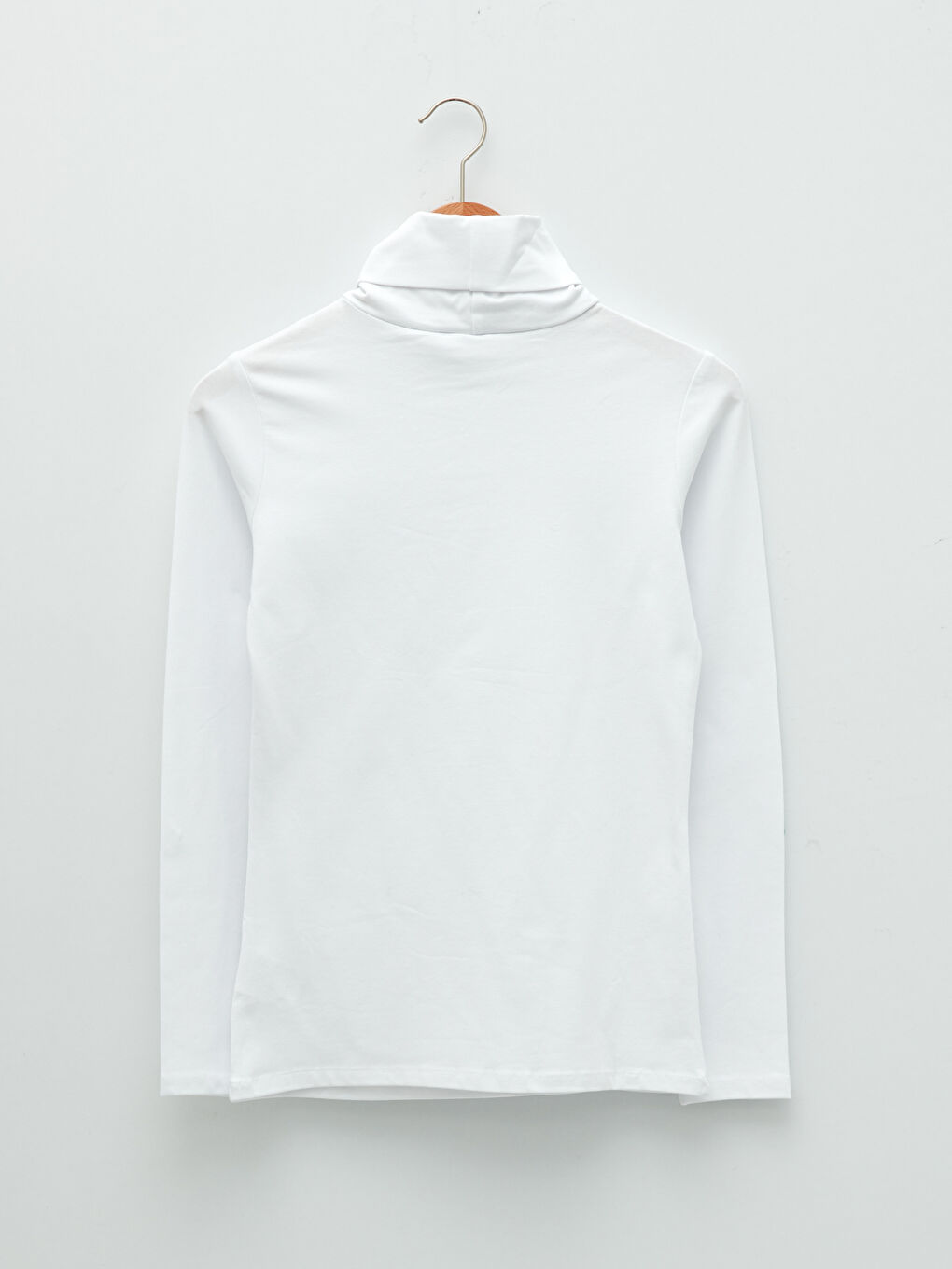 Ekru Kadın Dik Yaka Uzun Kollu Düz Tişört 2'li Paket-13