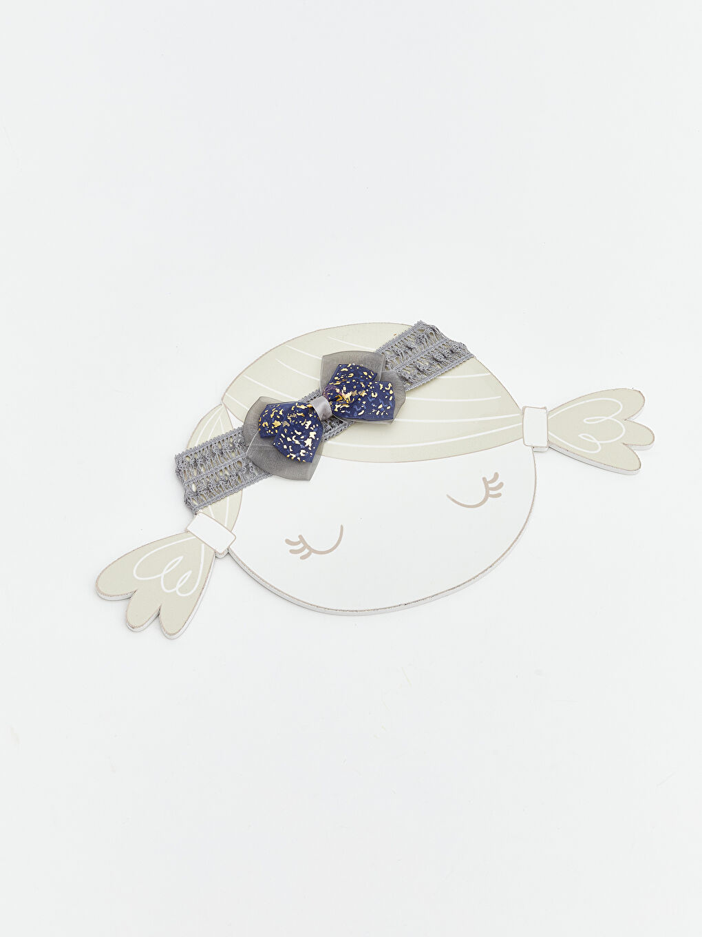 Lacivert Fiyonk Desenli Kız Bebek Saç Bandı