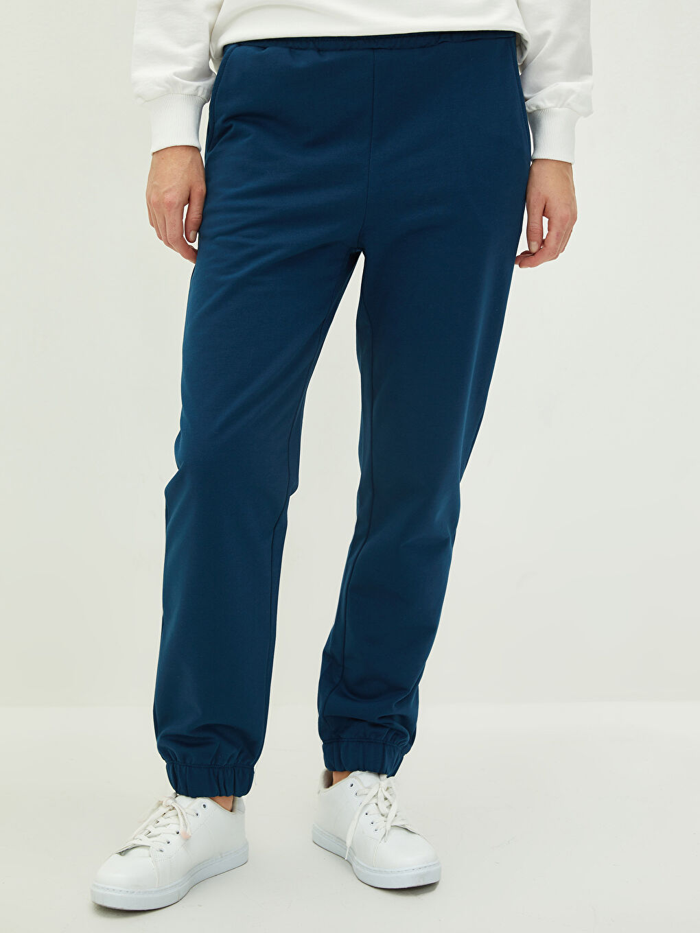 İndigo Beli Lastikli Cep Detaylı Kadın Eşofman Altı-3