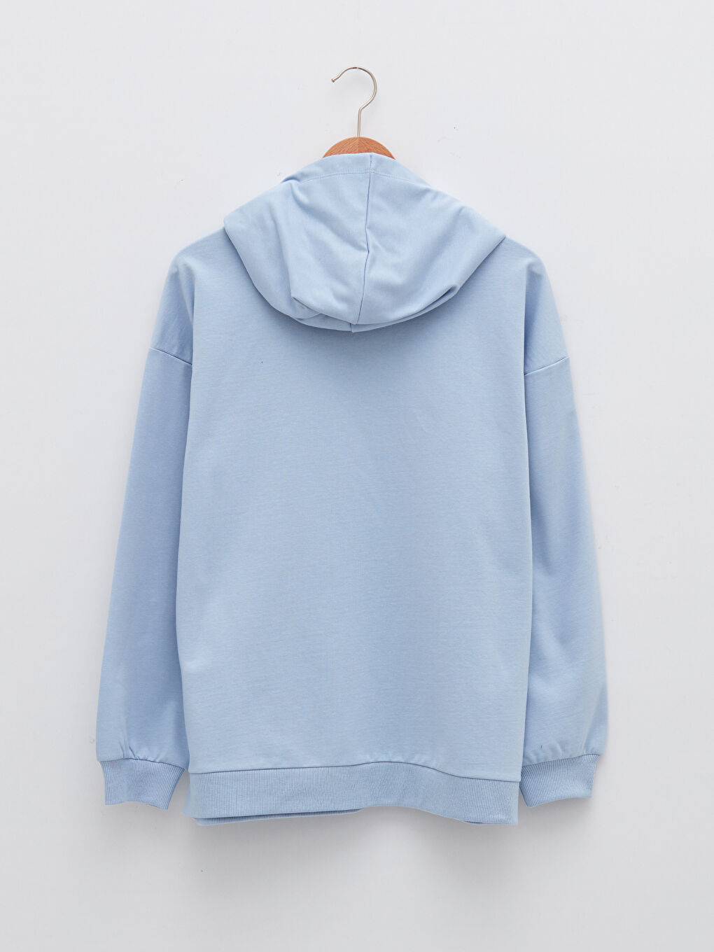 Mavi Kapüşonlu Baskılı Uzun Kollu Kadın Sweatshirt-5