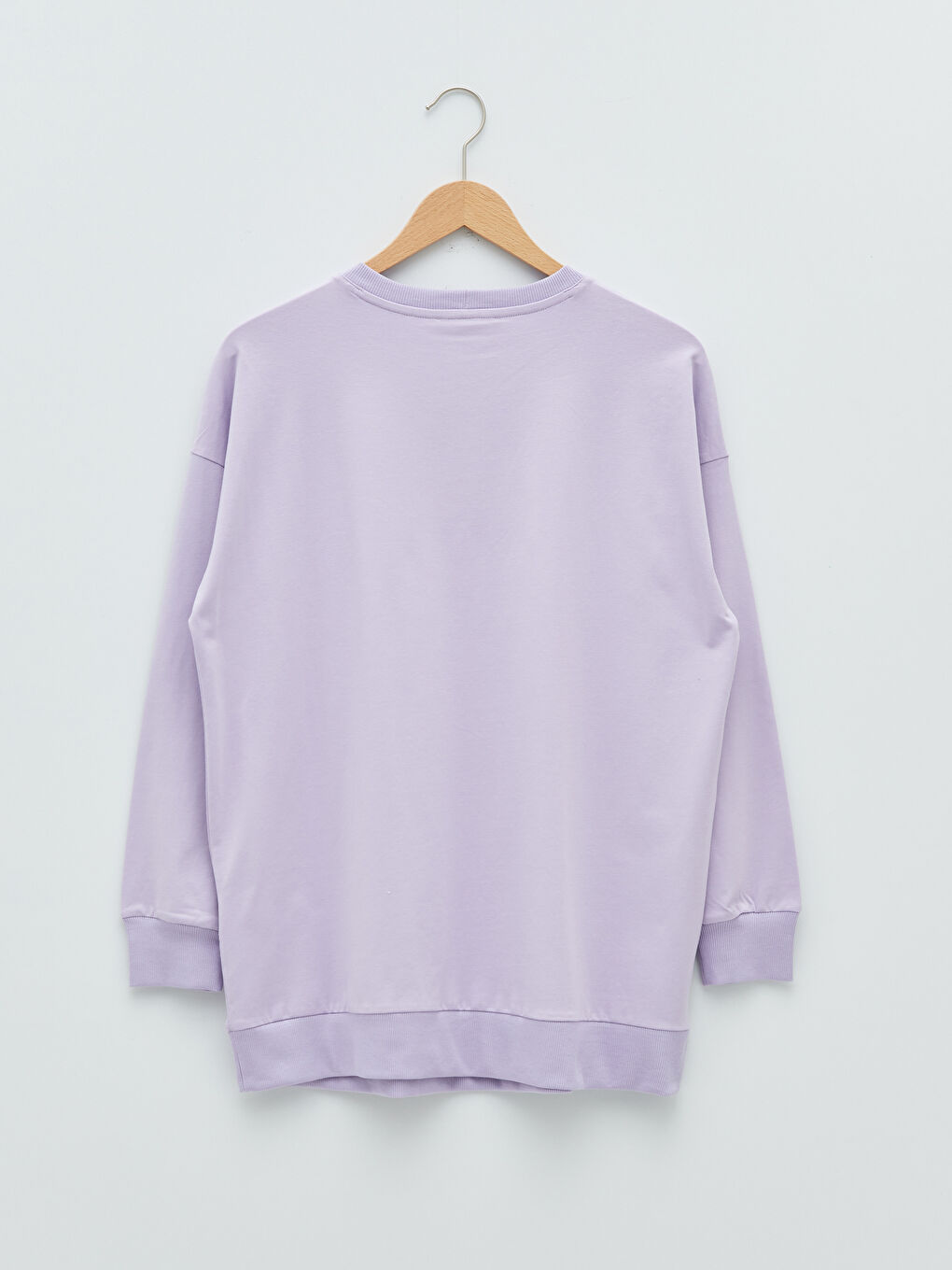 Свитшот для беременных с круглым вырезом и однотонным дизайном-6