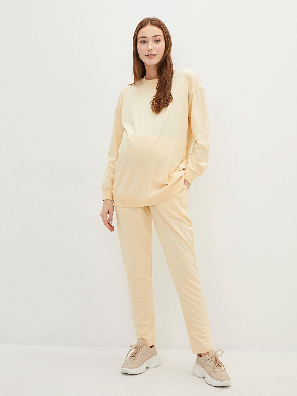 Hanorac Simplu pentru Gravide cu Guler Rotund-3