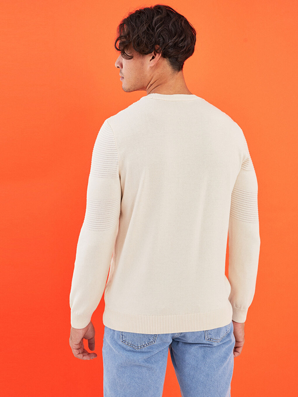 Crew Neck Long Sleeve Men's Tricot Sweater-3