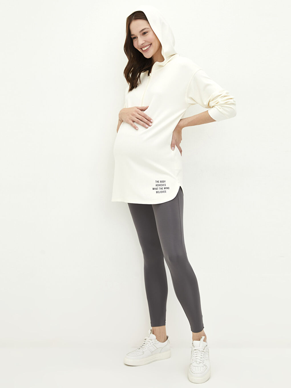 Colanți de Maternitate Simpli cu Bandă pe Burtă-1