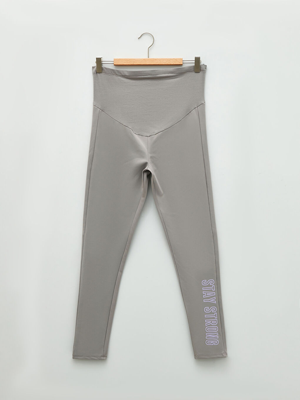 Tummy Paneled Text Printed Maternity Leggings-5