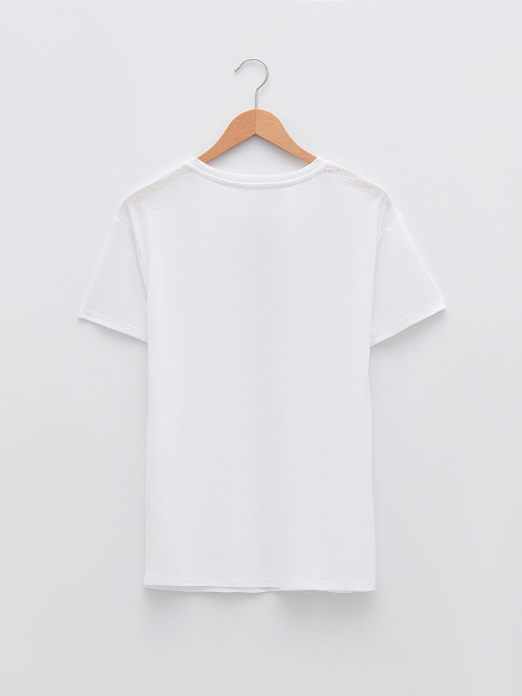 Beyaz Bisiklet Yaka Slogan Baskılı Kısa Kollu Kadın Tişört-4