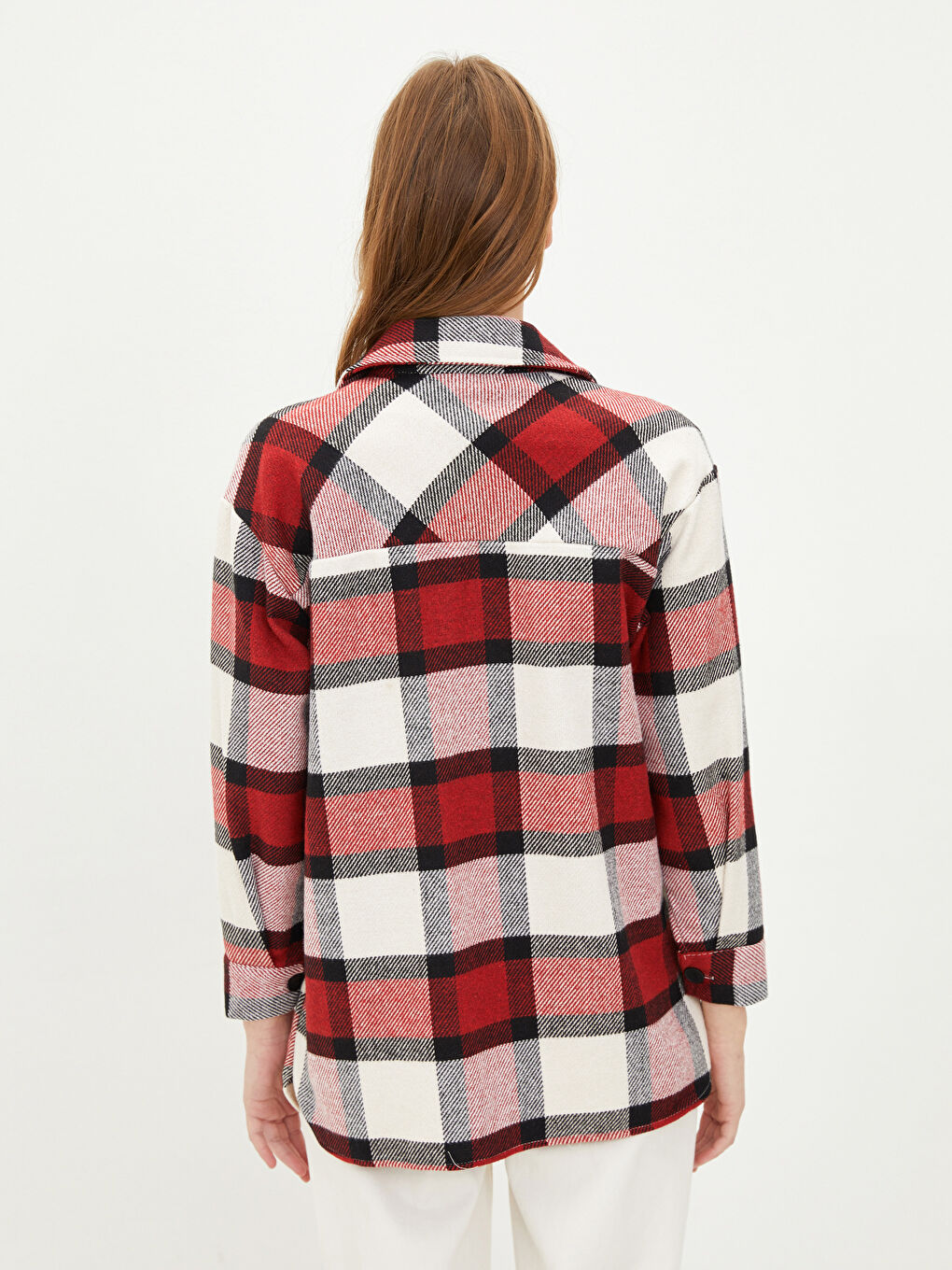 LCWAIKIKI Classic Buttoned Plaid Long Sleeve Women's Shirt Jacket -W1HU06Z8-LPA