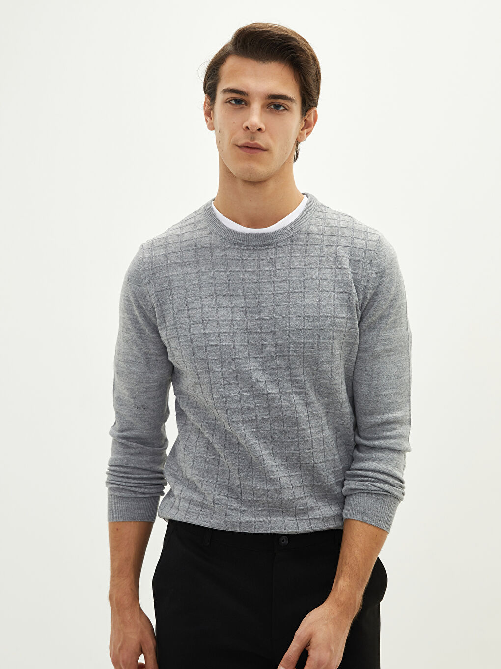 Crew Neck Long Sleeve Men's Tricot Sweater