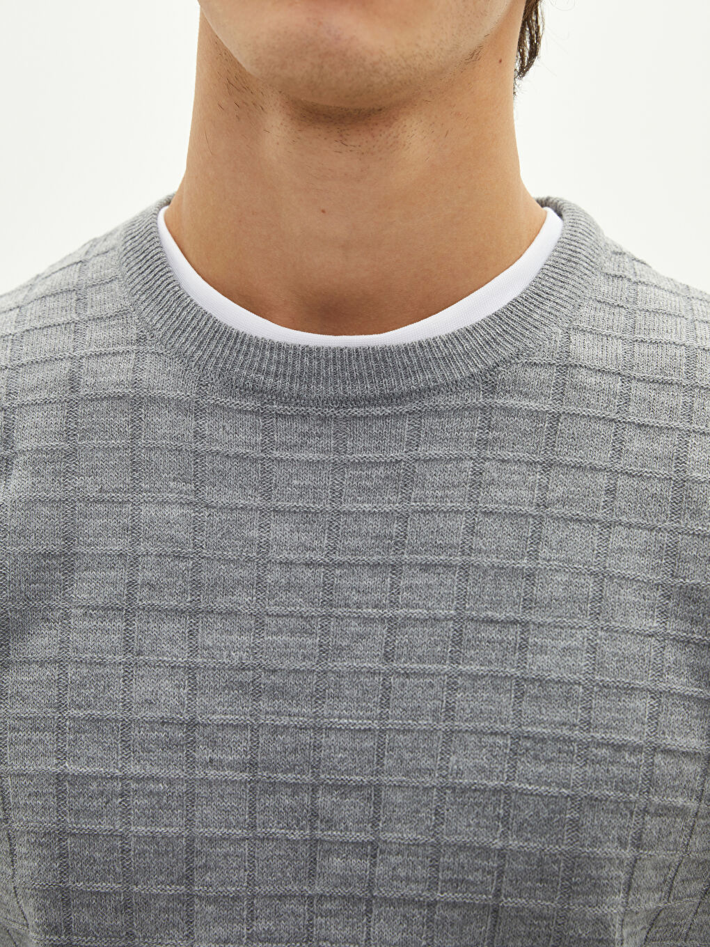 Crew Neck Long Sleeve Men's Tricot Sweater-3