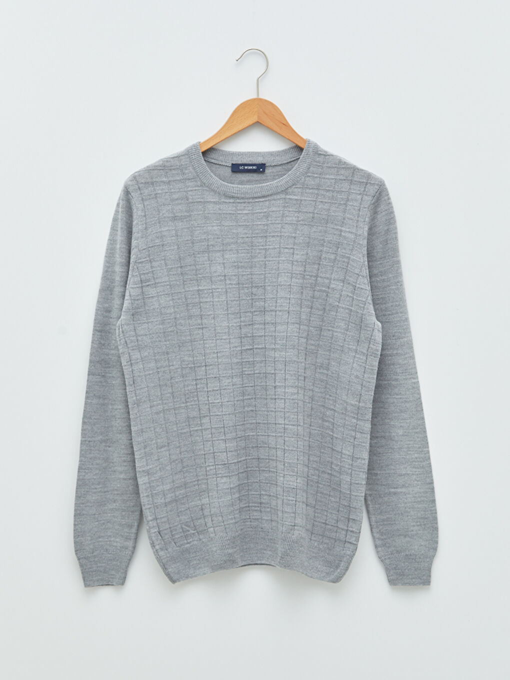 Crew Neck Long Sleeve Men's Tricot Sweater-5