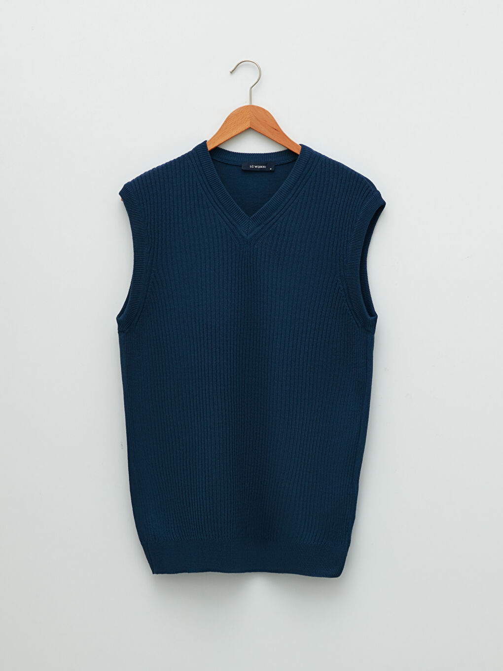 Gilet Pull Droit Sans Manches Encolure en V pour Hommes-5