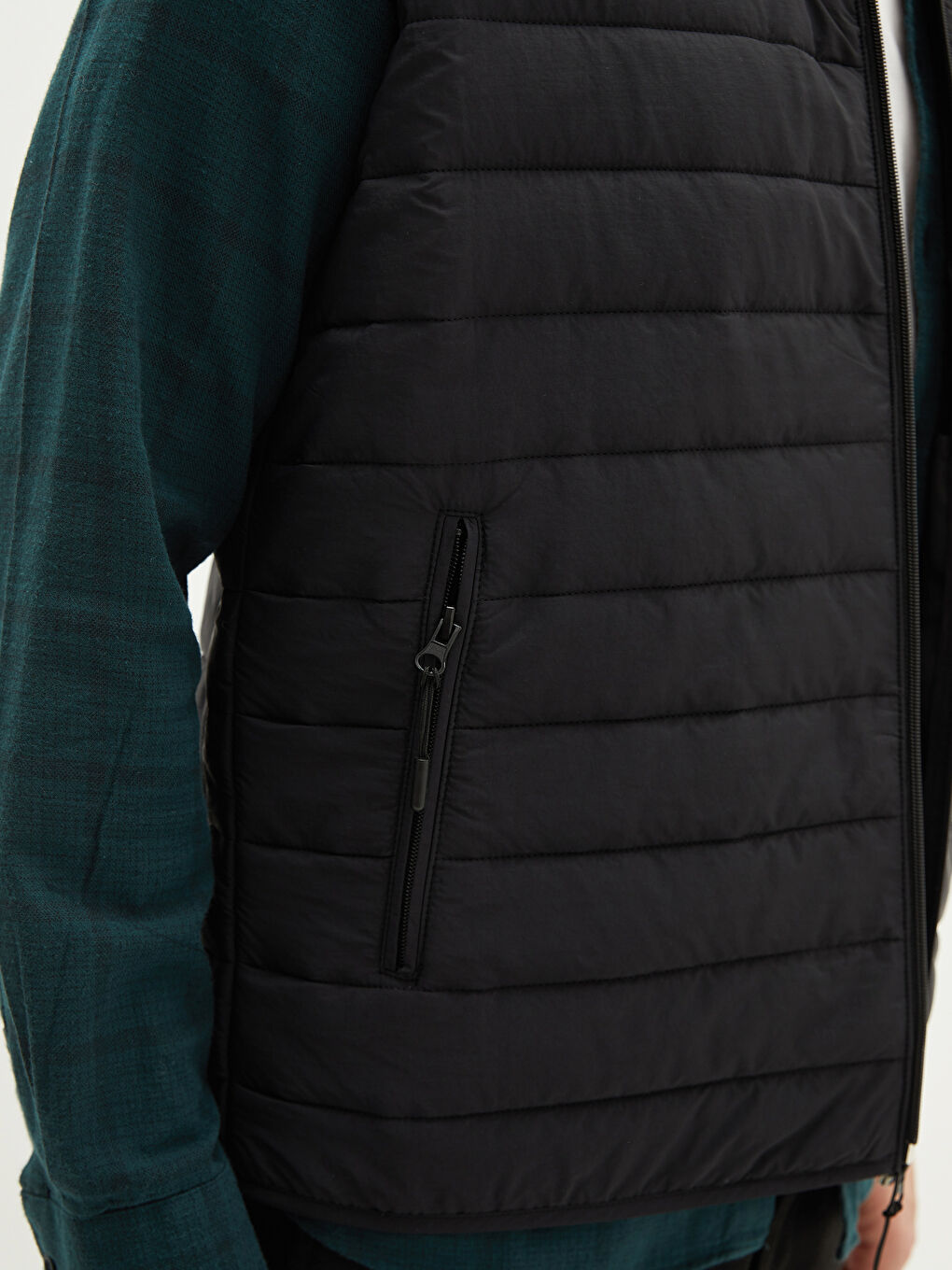 Siyah Standart Kalıp Dik Yaka Erkek Yelek-3