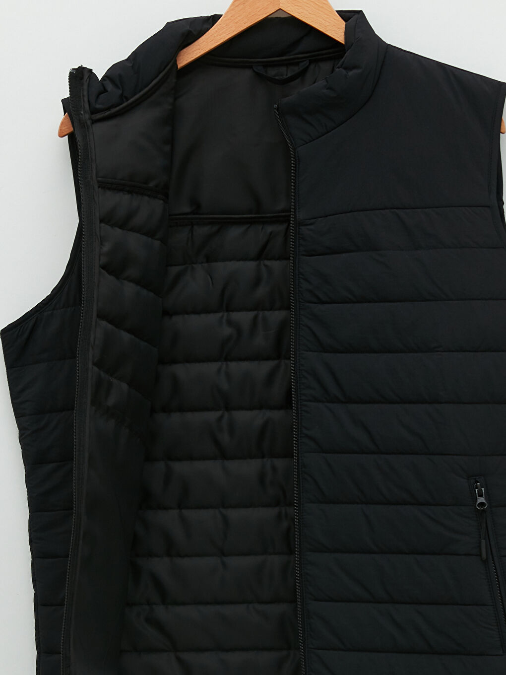 Siyah Standart Kalıp Dik Yaka Erkek Yelek-7