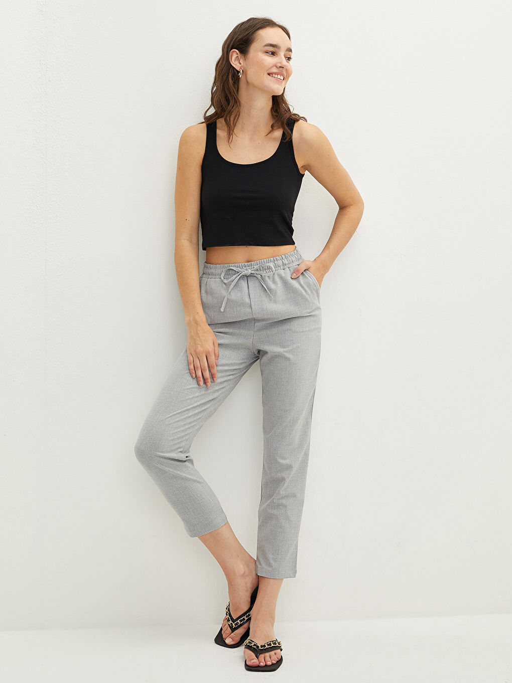 LCW Vision Elastic Waist Ankle-Length Women's Trousers -W1HU17Z8-S0K