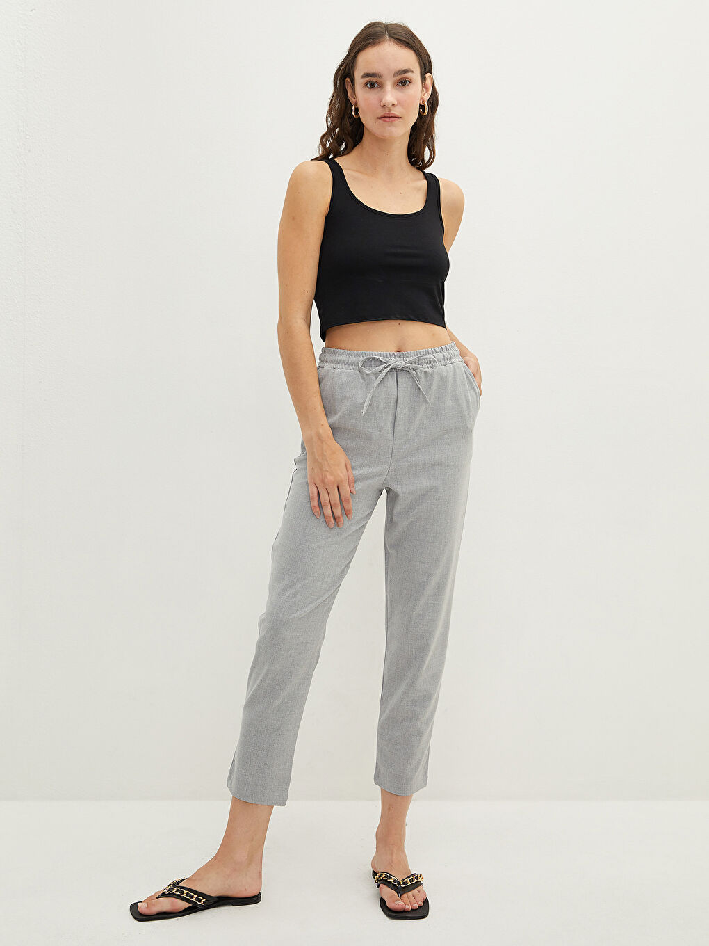 LCW Vision Elastic Waist Ankle-Length Women's Trousers -W1HU17Z8-S0K