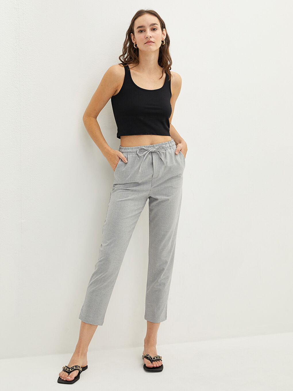 LCW Vision Elastic Waist Ankle-Length Women's Trousers -W1HU17Z8-S0K