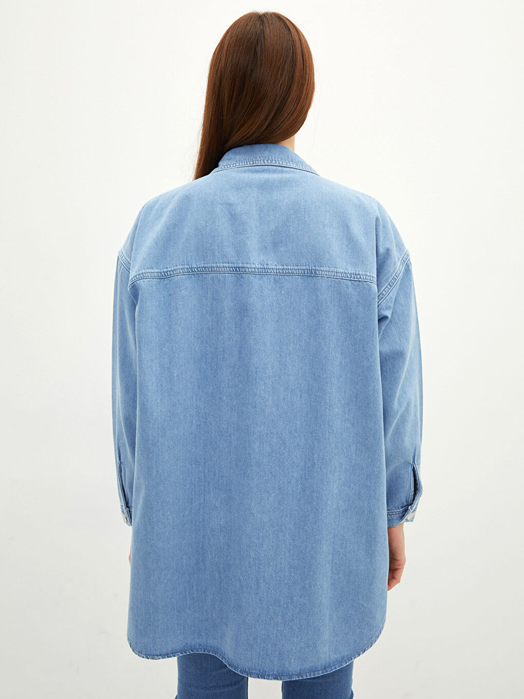 LCW Modest Hemdkragen Farbblock Langarm Frauen Rodeo Jeans-Tunika -W1HU24Z8-H45