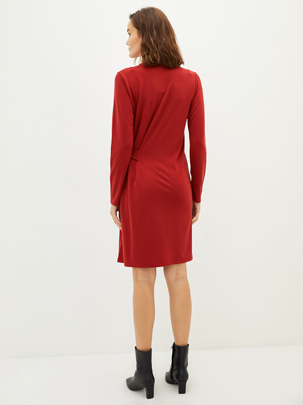 LCWAIKIKI Classic Crew Neck Regular Long Sleeve Cami Fabric Women's Dress -W1HU37Z8-HLG