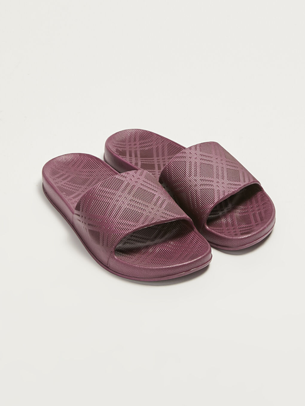 Mor Tek Bantlı Desenli Kadın Terlik