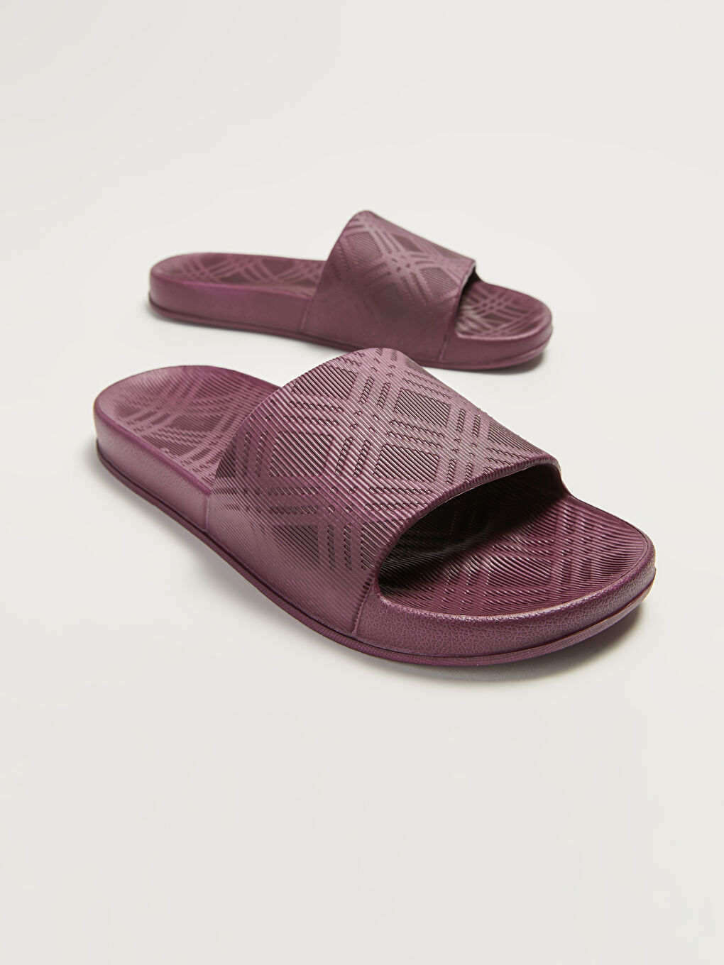 Mor Tek Bantlı Desenli Kadın Terlik-2