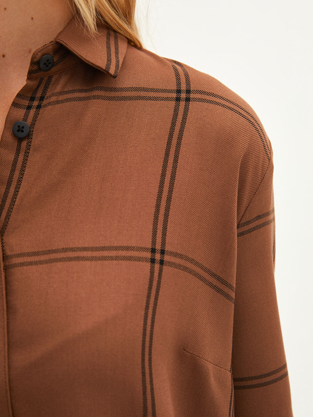 Plaid Long Sleeve Viscose Women's Shirt Tunic-3