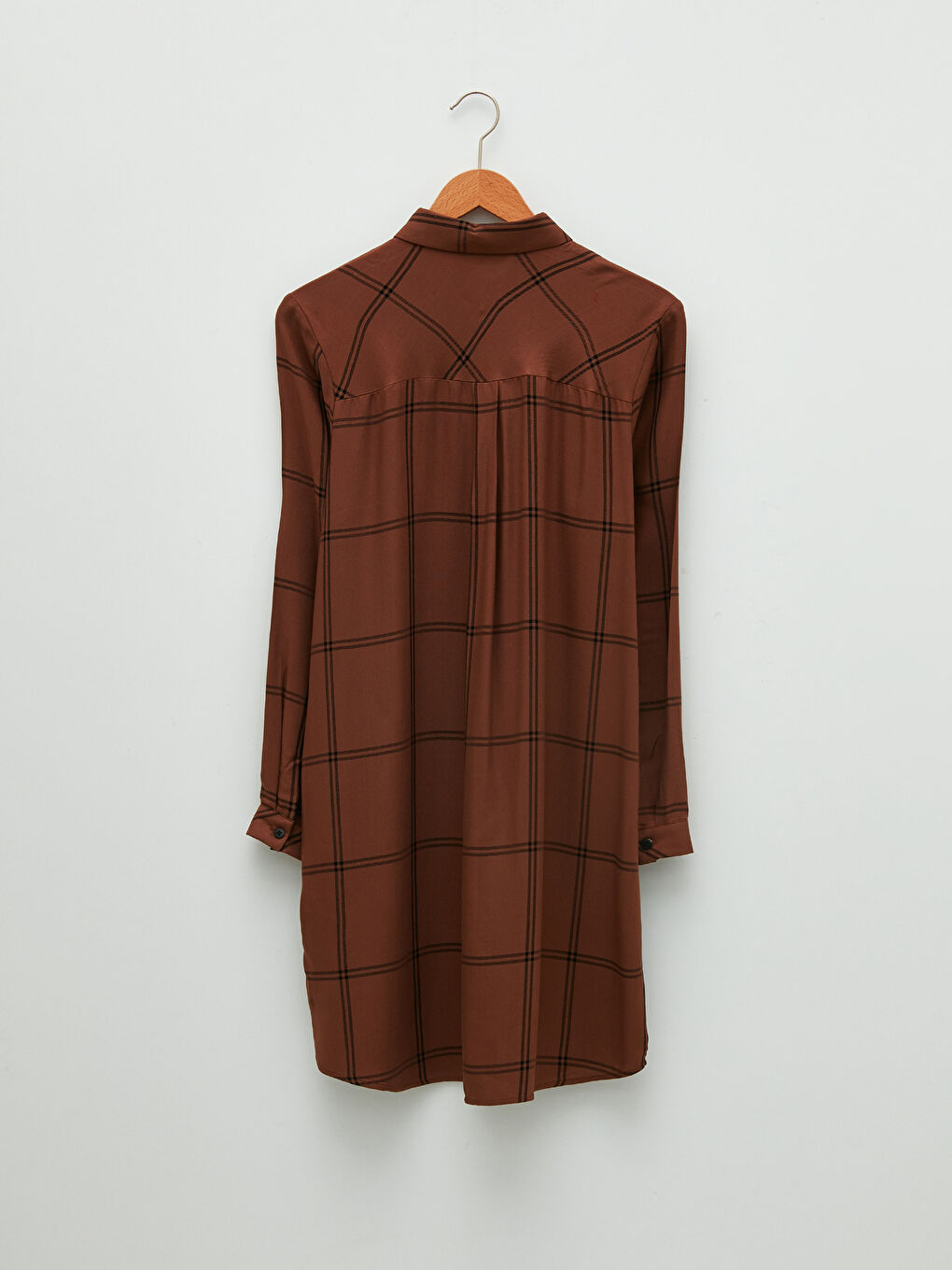 Plaid Long Sleeve Viscose Women's Shirt Tunic-6