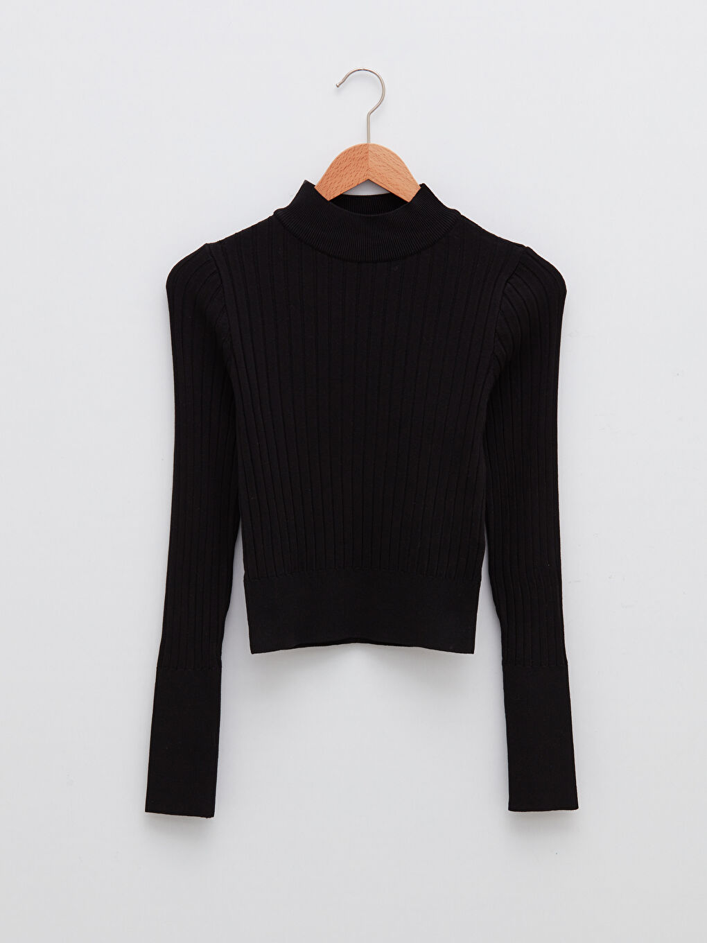 Siyah Yarım Balıkçı Yaka Kadın Triko Kazak-5