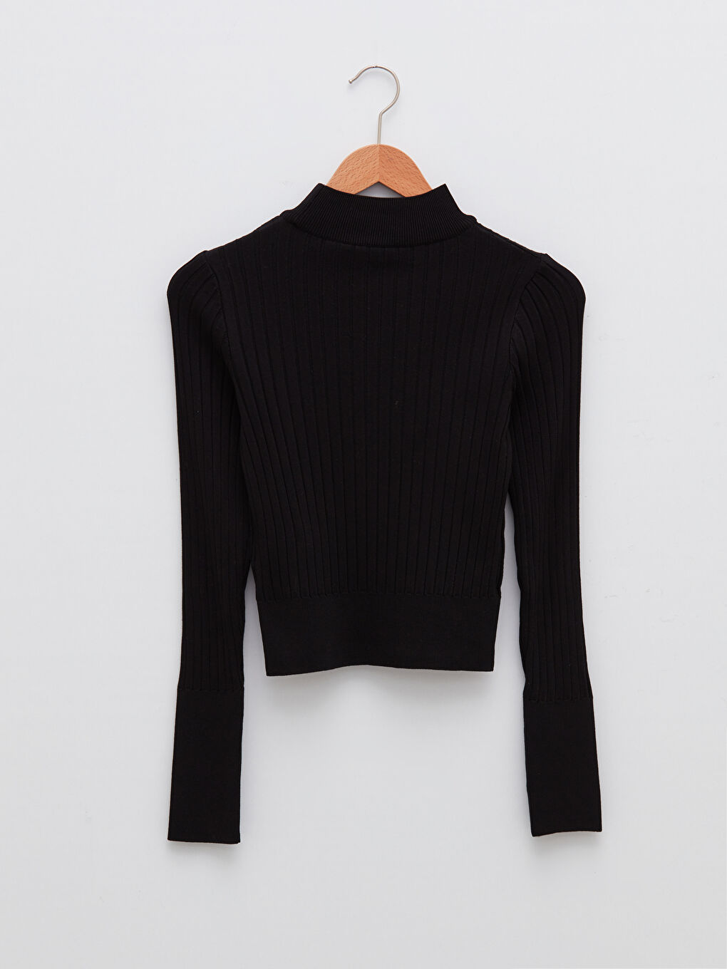 Siyah Yarım Balıkçı Yaka Kadın Triko Kazak-6