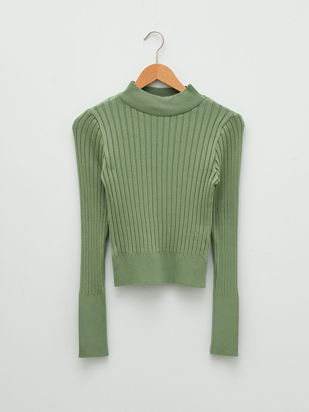 Yeşil Yarım Balıkçı Yaka Kadın Triko Kazak-4