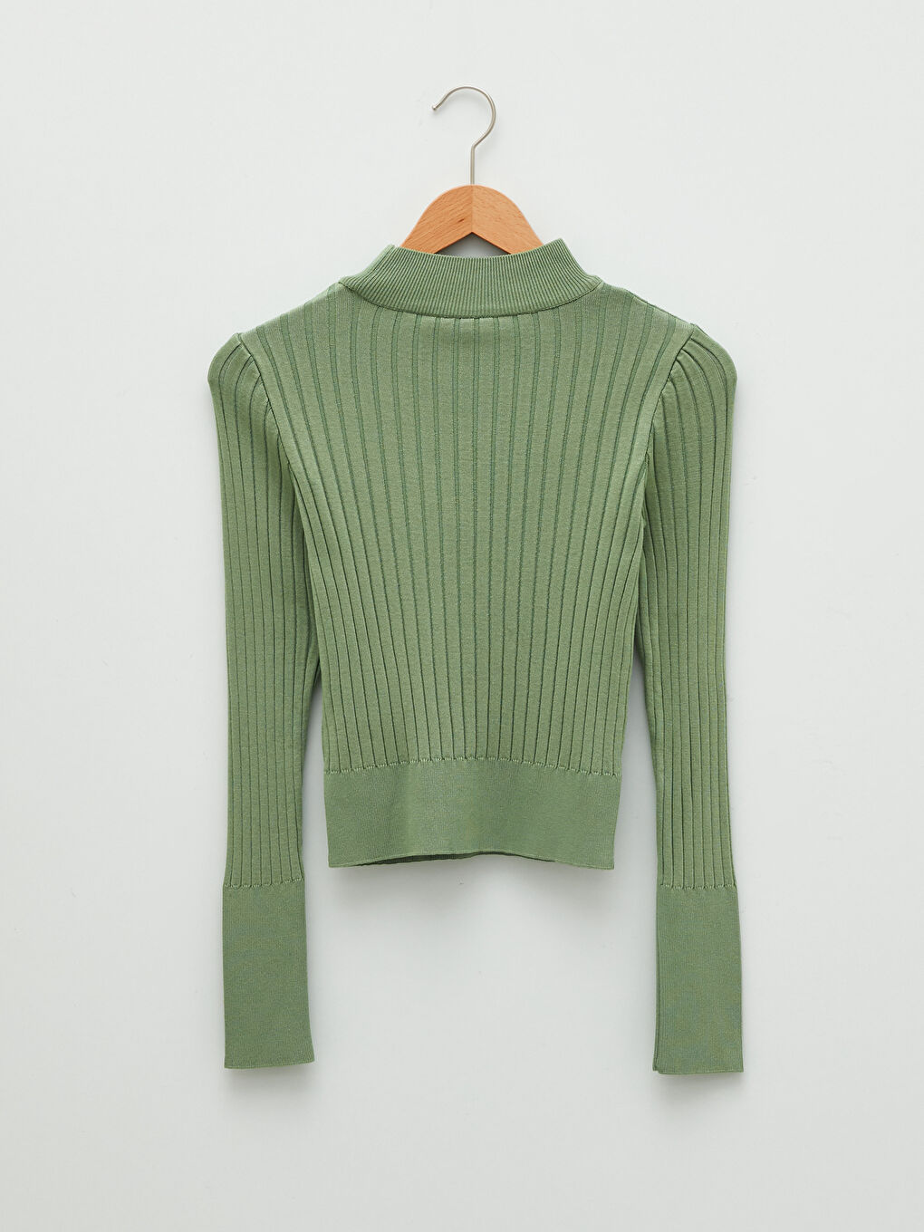 Yeşil Yarım Balıkçı Yaka Kadın Triko Kazak-5