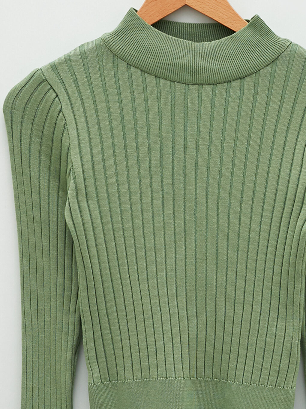 Yeşil Yarım Balıkçı Yaka Kadın Triko Kazak-6